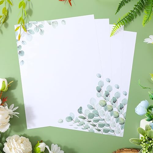 Miniatura 4 de 150 hojas de papel de papelería vegetal, diseño de borde decorativo, hojas de papel de membrete vegetal, papel temático de hojas, papelería, papel