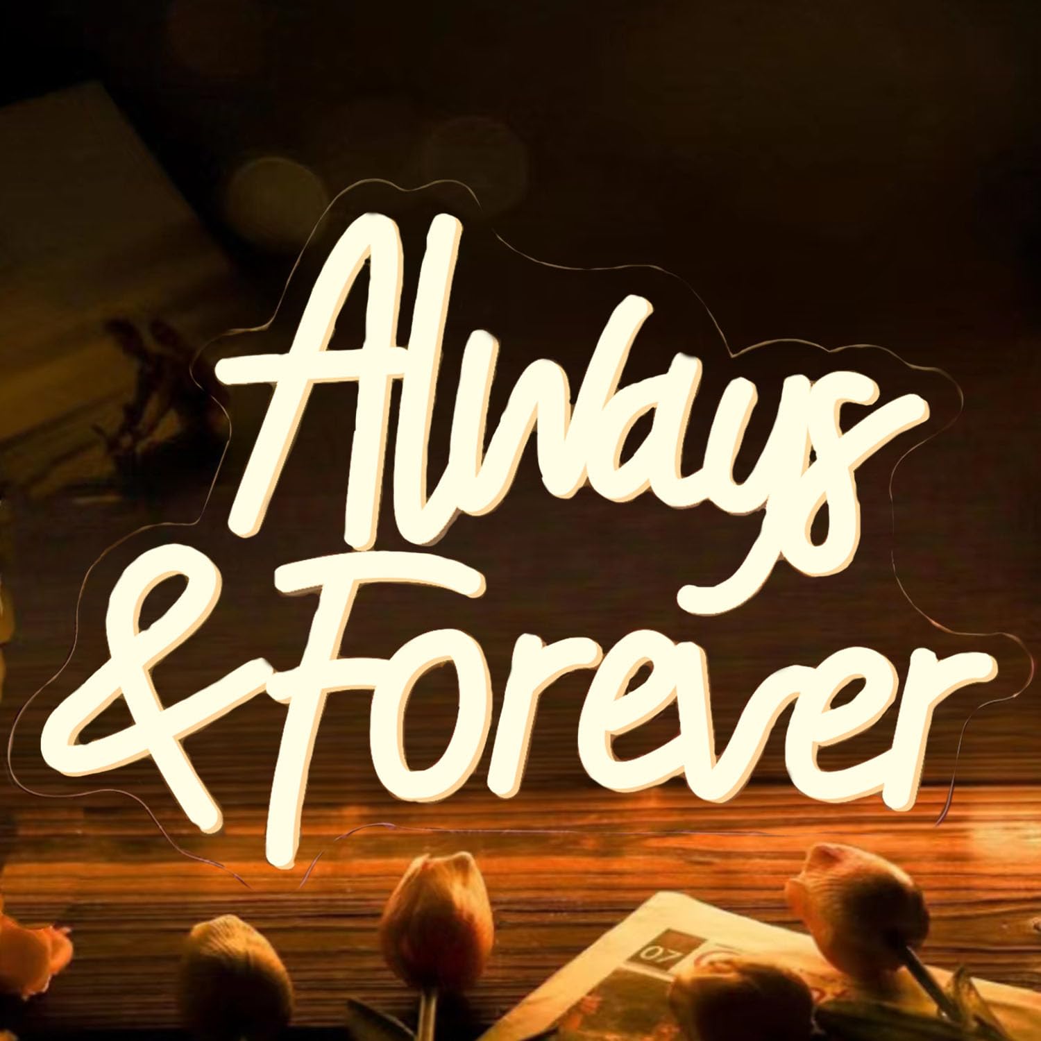 Always and Forever Neonschilder Hochzeits Neonschilder Wanddekoration Nachtlicht LED Neon Leuchtschild Party Hochzeit Bar Beauty Dekoration dimmbarer Schalter wiederverwendbare USB Stromversorgung