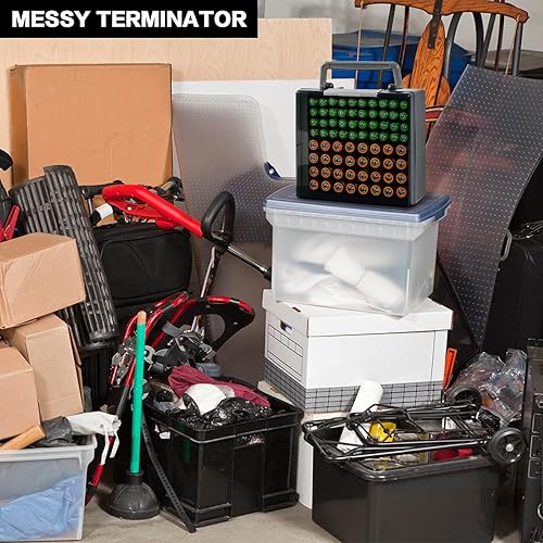 Miniatura 7 de FULLCASE Organizador Portador de Almacenamiento de Baterías que Contiene 72 Baterías AA AAA, Cajas Contenedores de Garaje, Dispensador de