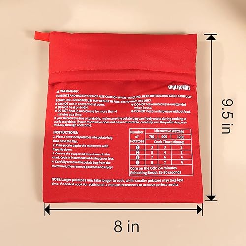 Miniatura 6 de Bolsa para microondas de patatas MyLifeUNIT, bolsa de horneado de patatas al microondas, roja