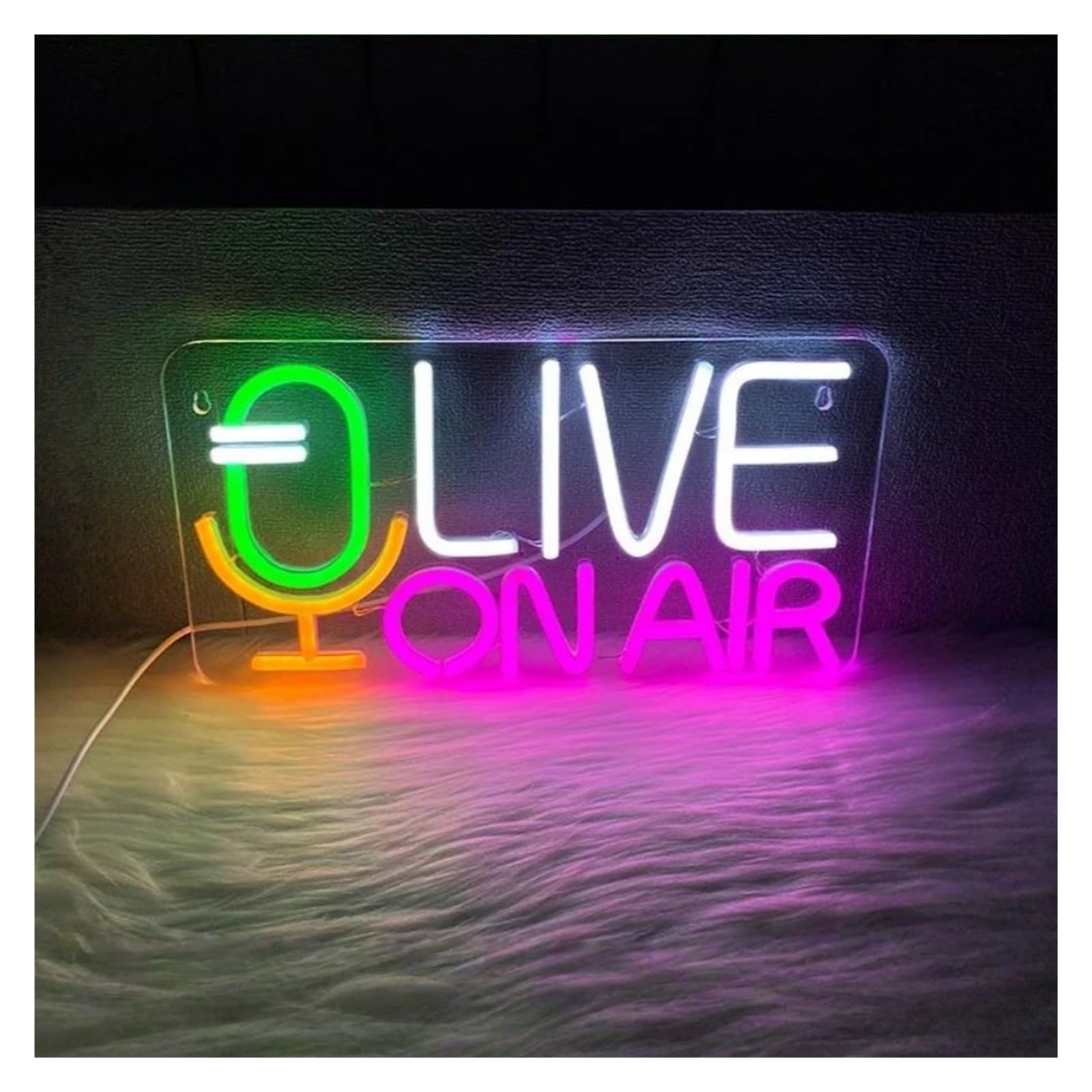 SHOUXI Sign Lamp Live On Air Neon Sign, Microphone Icon, Suitable for Music Studio, Recording Studio, Broadcasting Room Decor 18cmx33.5cm