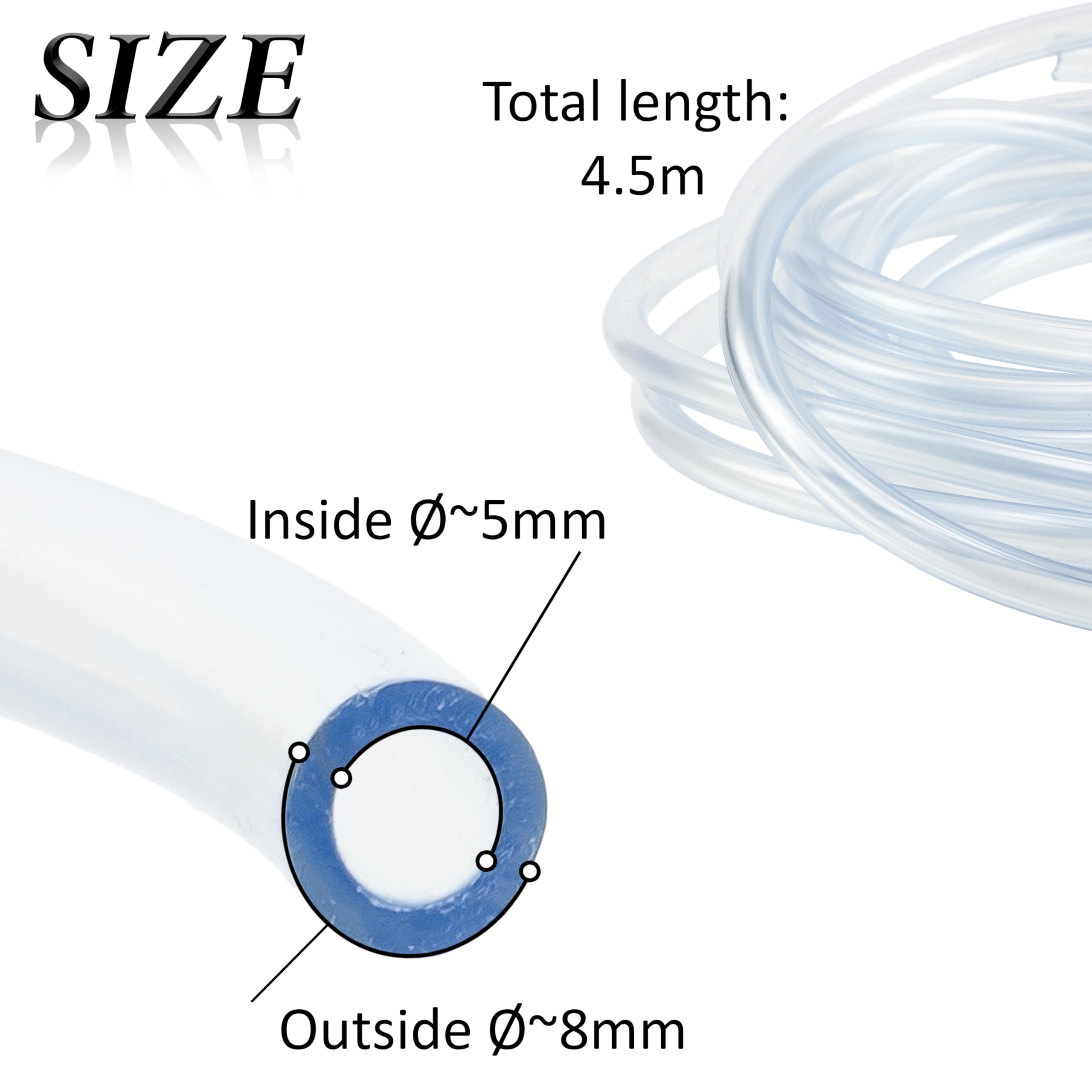 AERZETIX Tubo universale flessibile trasparente 4.5 m Ø5x1.5 mm in plastica
