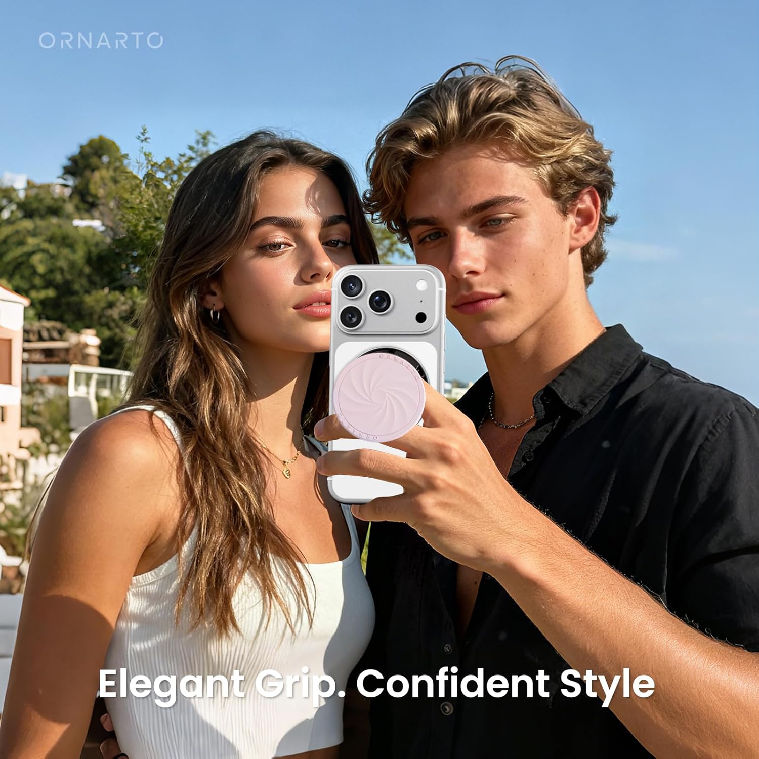 ORNARTO Vortuxe for MagSafe Phone Grip with Kickstand, Soft Liquid Silicone Finger Loop Grip, Phone Ring Holder for Back of Phone, Premium Build & Comfy Touch, Chalk Pink - Image 5