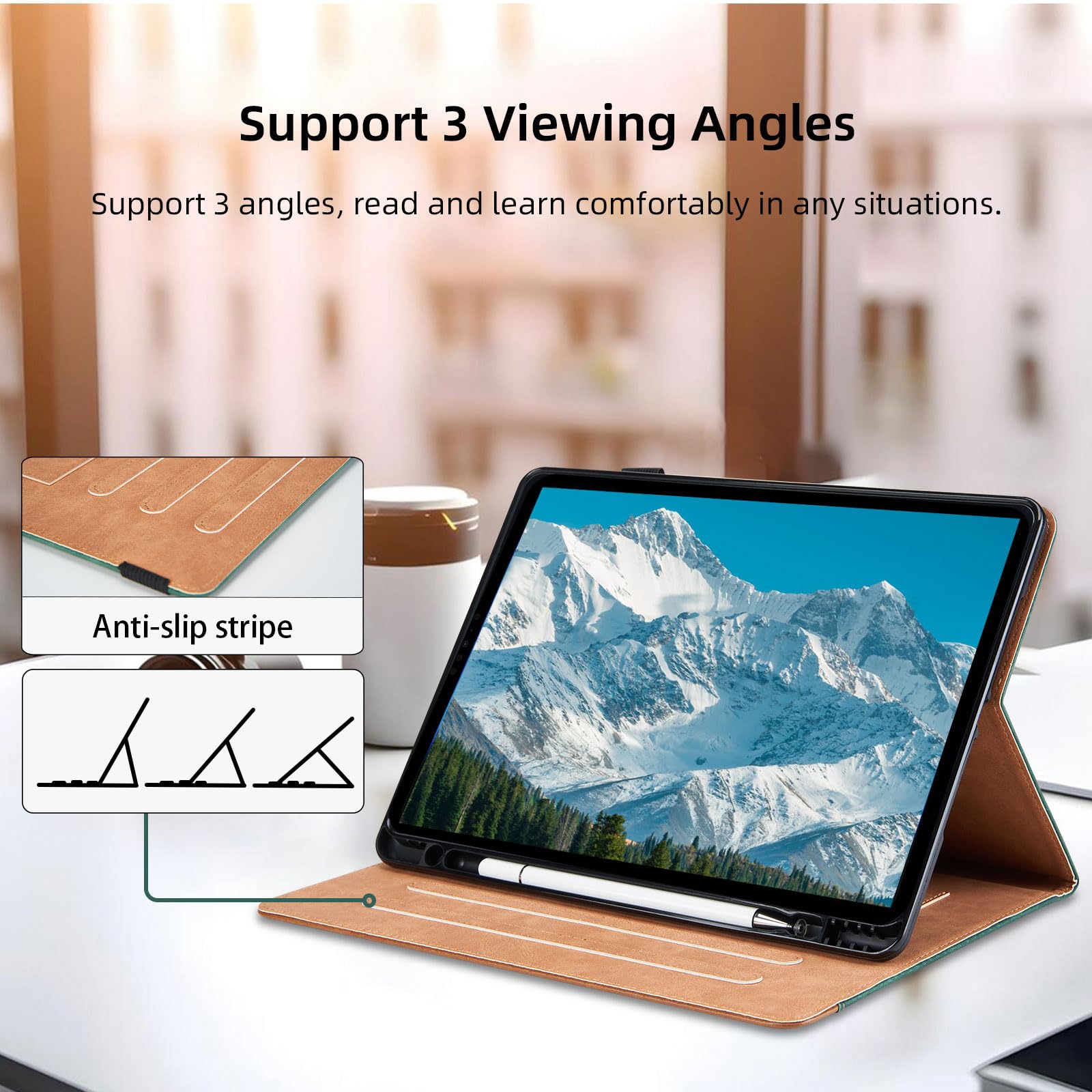 Custodia per iPad Air 11 pollici 2024, custodia per iPad Air 5a/4a generazione 2022/2020 da 10,9 pollici con portapenne, accensione e spegnimento automatico, custodia in pelle con supporto in pelle