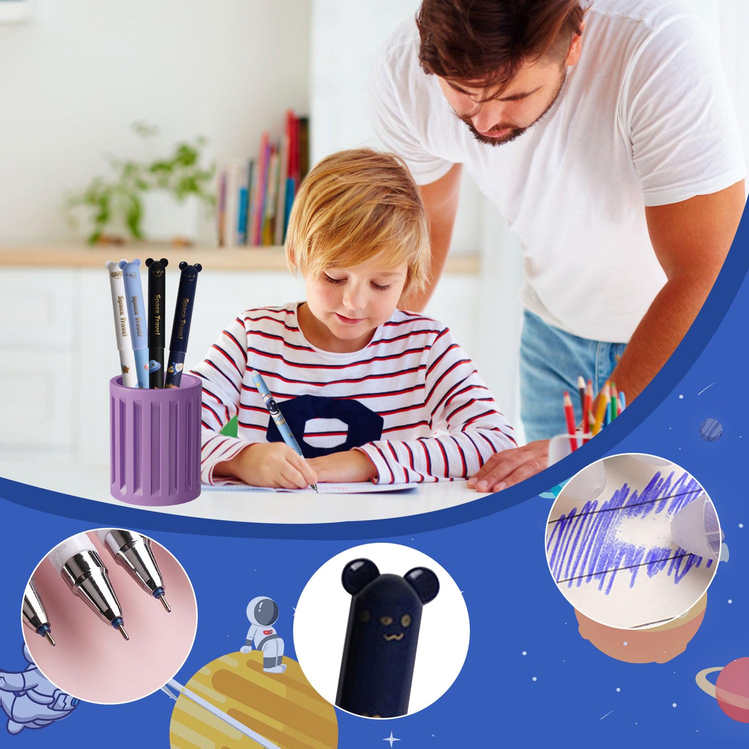 Penne Gel Cancellabili A Forma Animale - 8 Penne + 30 Ricariche, 0.35 Mm, Kawaii Per Bambini - Foto 12