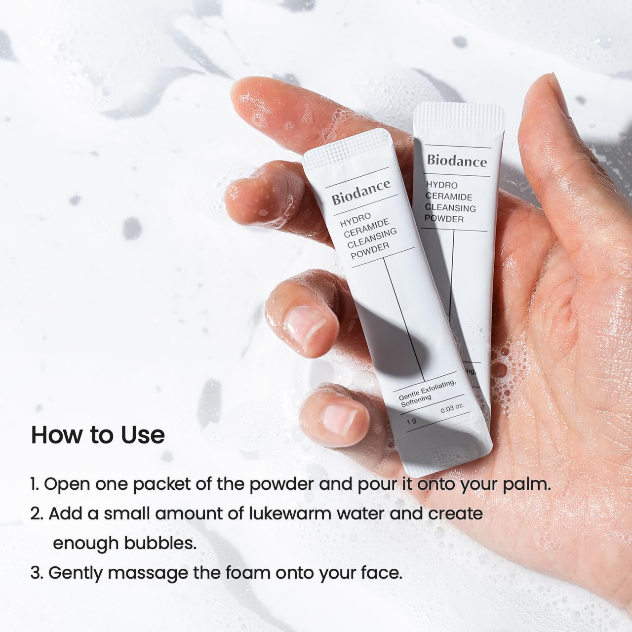 Biodance Hydro Ceramide Cleansing Powder, Gentle Exfoliating Daily Facial Cleanser with Hyaluronic Acids & Ceramides, Enzyme Powder | 0.03 oz x 30ea - Image 4