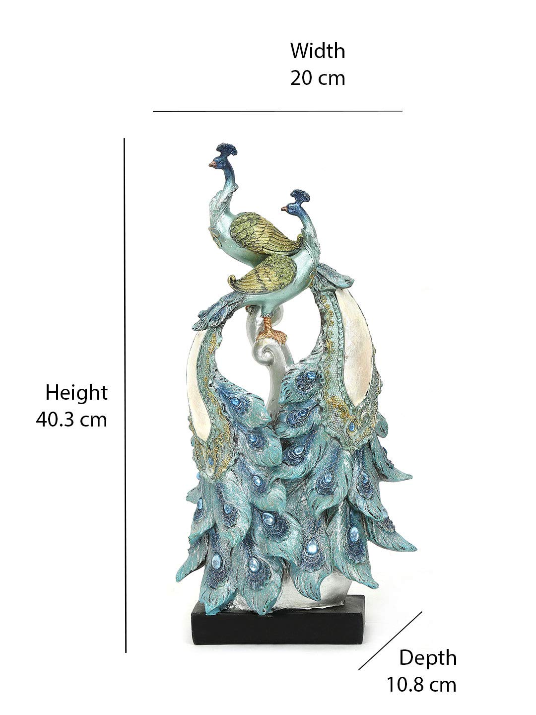 Buy @home by Nilkamal Zigzag Couple Peacock Showpiece, Sea Green