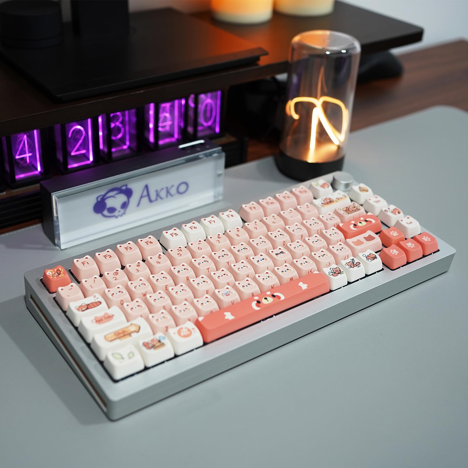 Akko PBT Keycaps Set, Colorful Cats Keycap Mao Profile 142-Key Keycaps for Mechanical Keyboards: Akko Keycaps Set, Raccoon Mao Profile 142-Key PBT Keycaps for Mechanical Keyboards