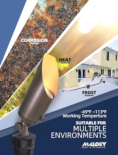 Miniatura 6 de MALORY - Conjunto de 4 focos de paisaje de latón con bombilla LED MR16 de 5 W (S03), iluminación de paisaje exterior de bajo voltaje de 12 V CACC,