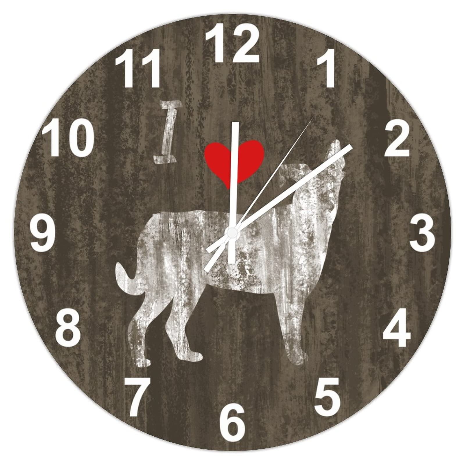 Horloge murale en bois German Shepherd de 30 cm silencieuse pour salon