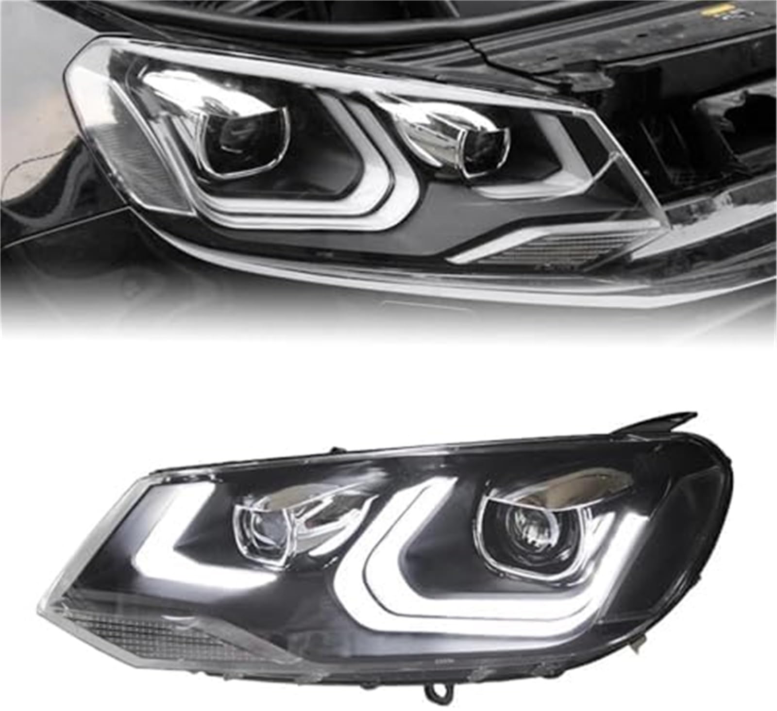 Wivplex Przednie światło przeciwmgielne samochodu Obudowa reflektora samochodowego, dla Vw, Touareg 2010-2014 2015 2016 reflektory Drl żarówka biksenonowa światła