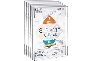 NIUBEE Acrylic Plexi Sign Holder with Double Sided Tape, No Drilling (6 Pack)