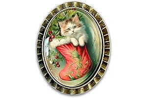 Kitten in Stocking Brooch: Enchanting Christmas Cat Pin Adorned with Victorian Charm