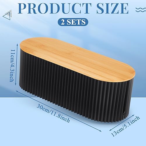 Miniatura 2 de Marsui 2 cajas organizadoras de cables negras para ocultar cables, organizador de cables de escritorio de oficina en casa, 11.8 x 5.1 x 4.3