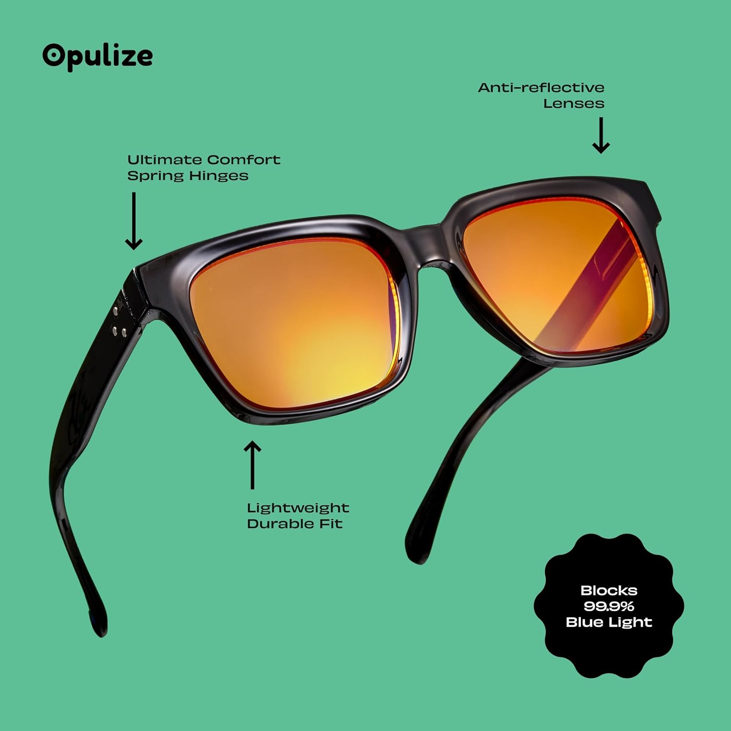 OPULIZE ERA Sleep & Recovery Glasses for Women & Men- Orange Lens- 99.9% Blue Light Blocking- Anti-Reflective & Anti-Glare- UV400 Protection- Oversized Frame- Night Glasses(Pack 4 of with 4 Pouches)