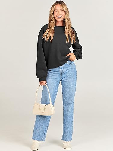 Miniatura 9 de ANRABESS - Sudaderas de vellón de mujer, cuello redondo, de gran tamaño, bonitas, para otoño e invierno, para estudiantes de preparatoria, jóvenes