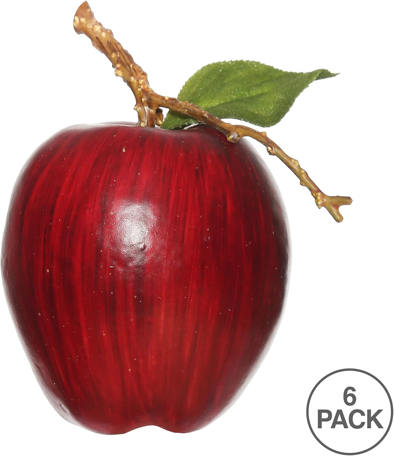 Vickerman 80MM Everyday Artificial Red Apple - Faux Fruit - 6 Pack - Realistic Accent for Home Or Office Decor - Maintance Free