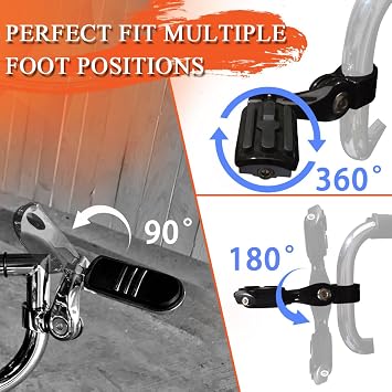 FOVPLUE 1.25 Highway Footpegs,Short Angled Adjustable Highway Pegs w/Mounts for Harley Touring Street Glide Electra Glide Road King Softail CVO Dyna Trike Sportster w/1-1/4 Engine Guard,Black#1