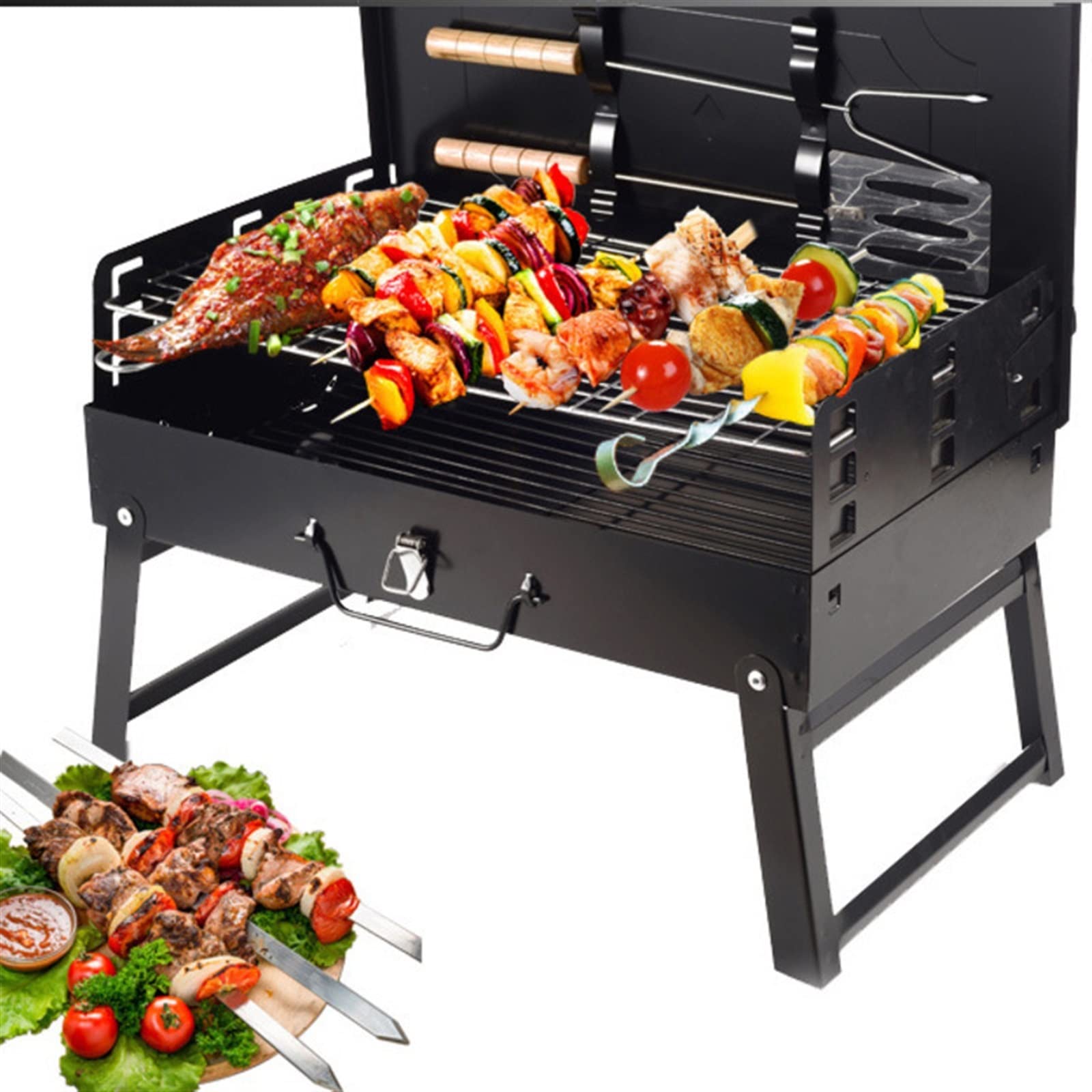 FAXIOAWA Cestino per griglia per Pesce Picnic all'aperto Griglia per Barbecue Griglia per Barbecue Pieghevole Barbecue per Patio Griglia a Carbone Stufa Barbecue in Acciaio Inossidabile
