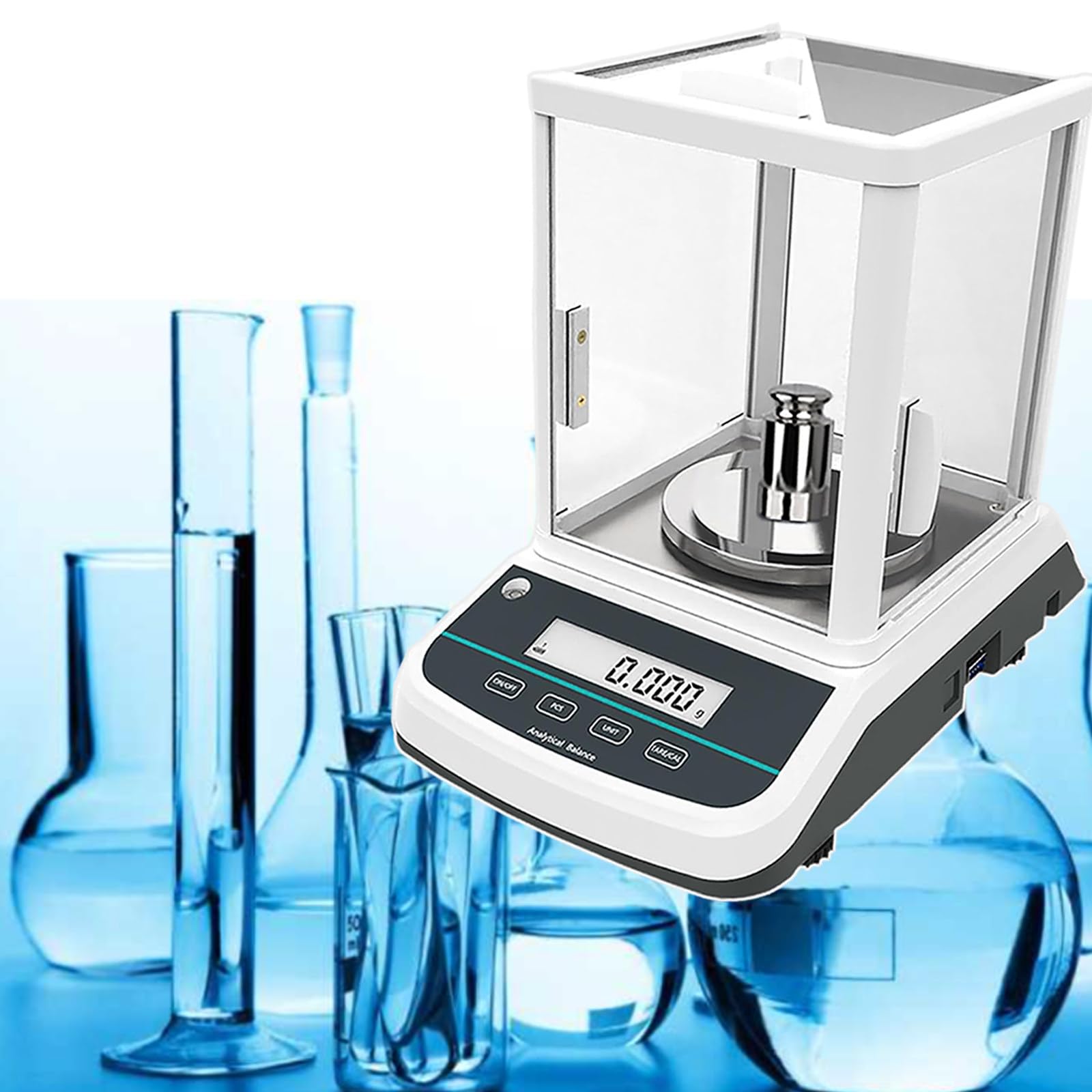 Balanza analítica de 200 g, 300 g y 500 g, balanza Digital de Laboratorio de 0,001 g, Pantalla Dual Frontal y Trasera, calibración automática, con Pesa de calib(200g)