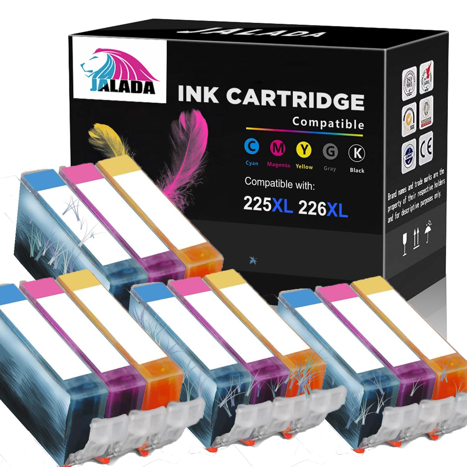 Compatible 226 CLI226 Ink Cartridge Replacement for Canon PIXMA MG5220 MG5320 MX882 MG6120 MG6220 MX892 MG5300 MG8120 MX880 MX712 (4 Cyan, 4 Yellow, 4 Magenta) 12 Pack