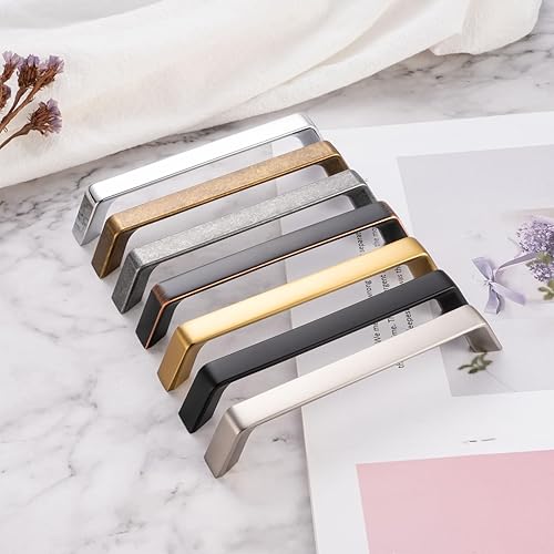 Miniatura 6 de ZP2210 - Tirador de armario de cocina con arco dorado cepillado de 5 pulgadas, paquete de 10 unidades, herrajes sólidos para cajón, aparador, baño,