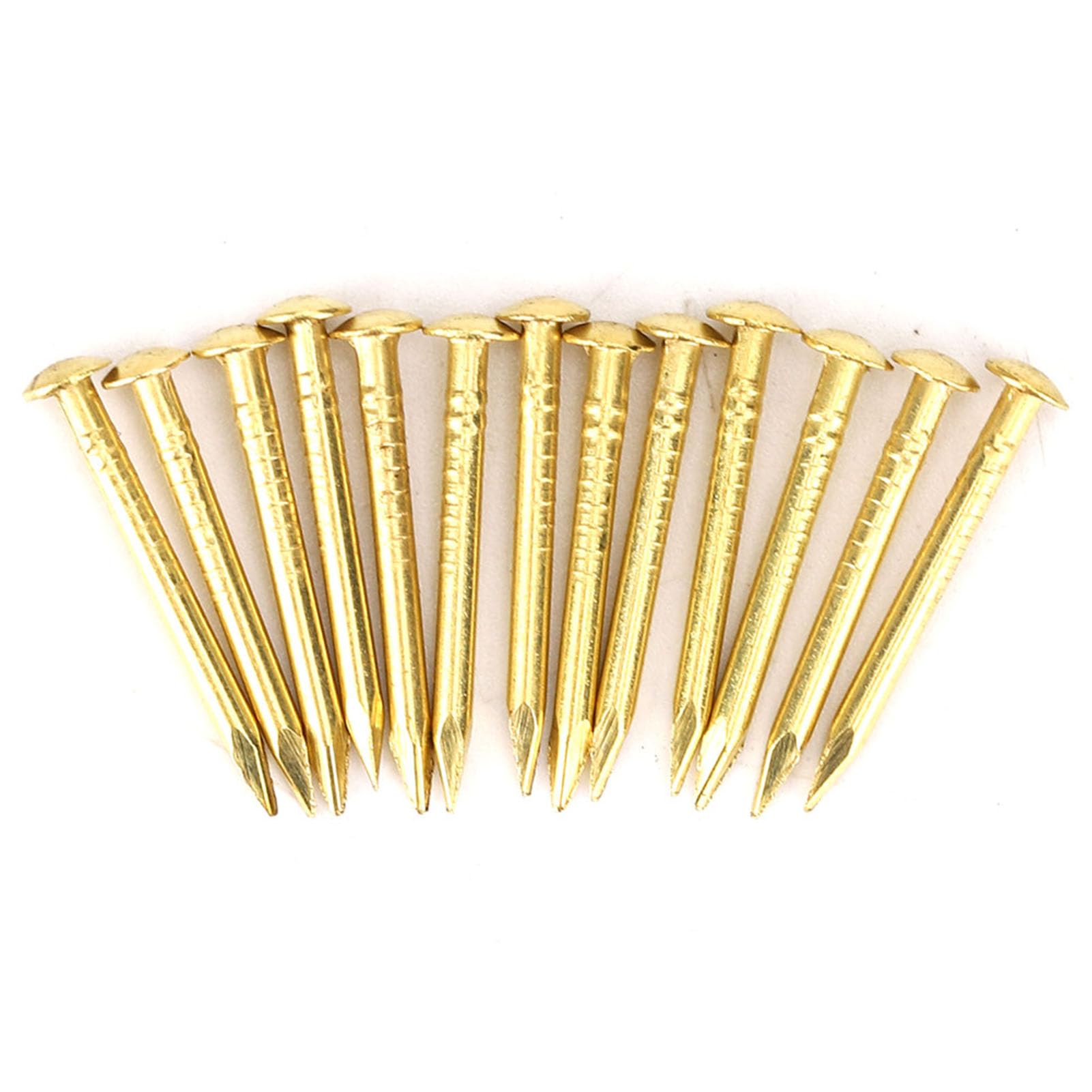 Respicefinem 100 Pieces Round Head Brad Brass Hardware Nails Furniture Hinge Hardware Accessories for Wood Home Decoration 10mm/15mm/18mm/22mm (18mm Long)