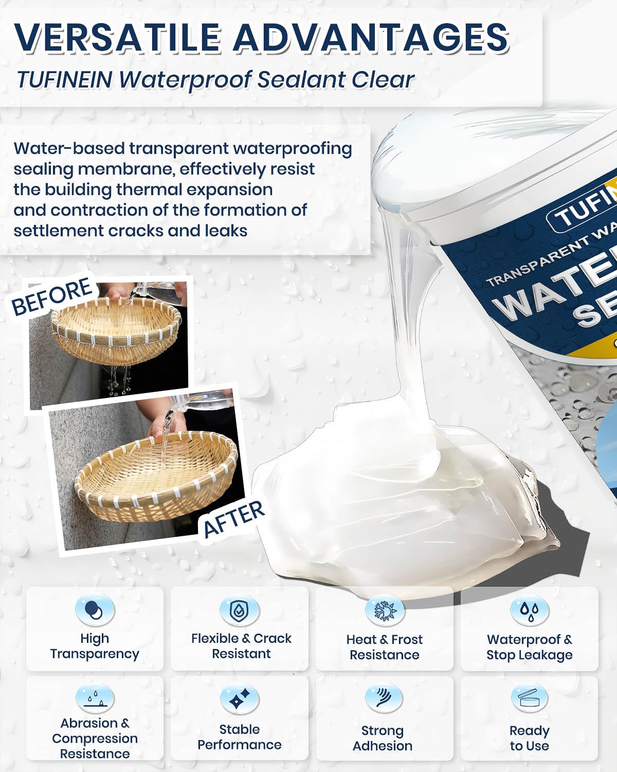 Liquid Waterproof Sealant Clear, TUFINEIN Invisible Anti-Leaking Sealant Agent - Image 2