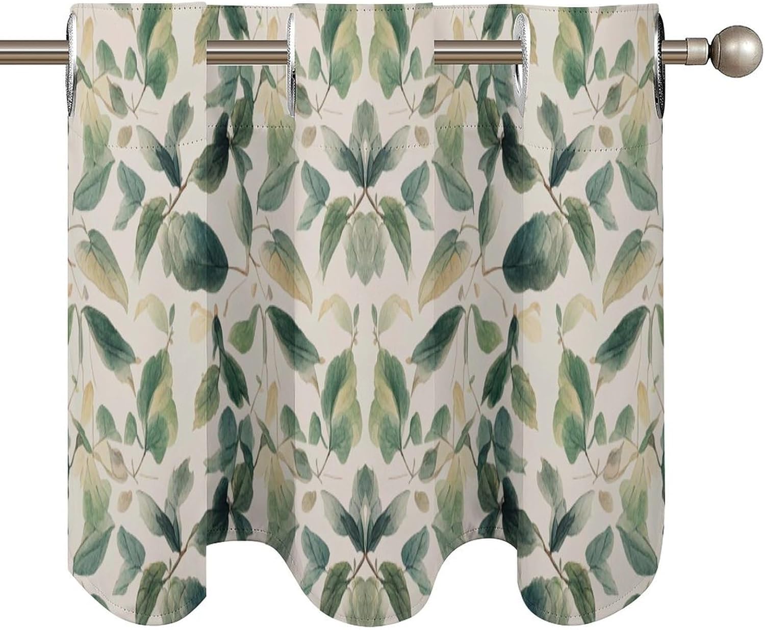 Small Window Curtains, Sage Green Eucalyptus Leaves Printed Mini Window Curtains Valance, Pocket Window Curtains are Suitable for Homes, Offices, Farmhouses, and Restaurants