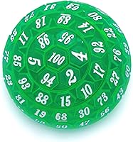 Vista 7 de Dados poliédricos de 100 caras, dados de juego individuales D100, cubo de 100 lados con bolsa negra, dado D100 de 1.890 in (verde con número blanco)