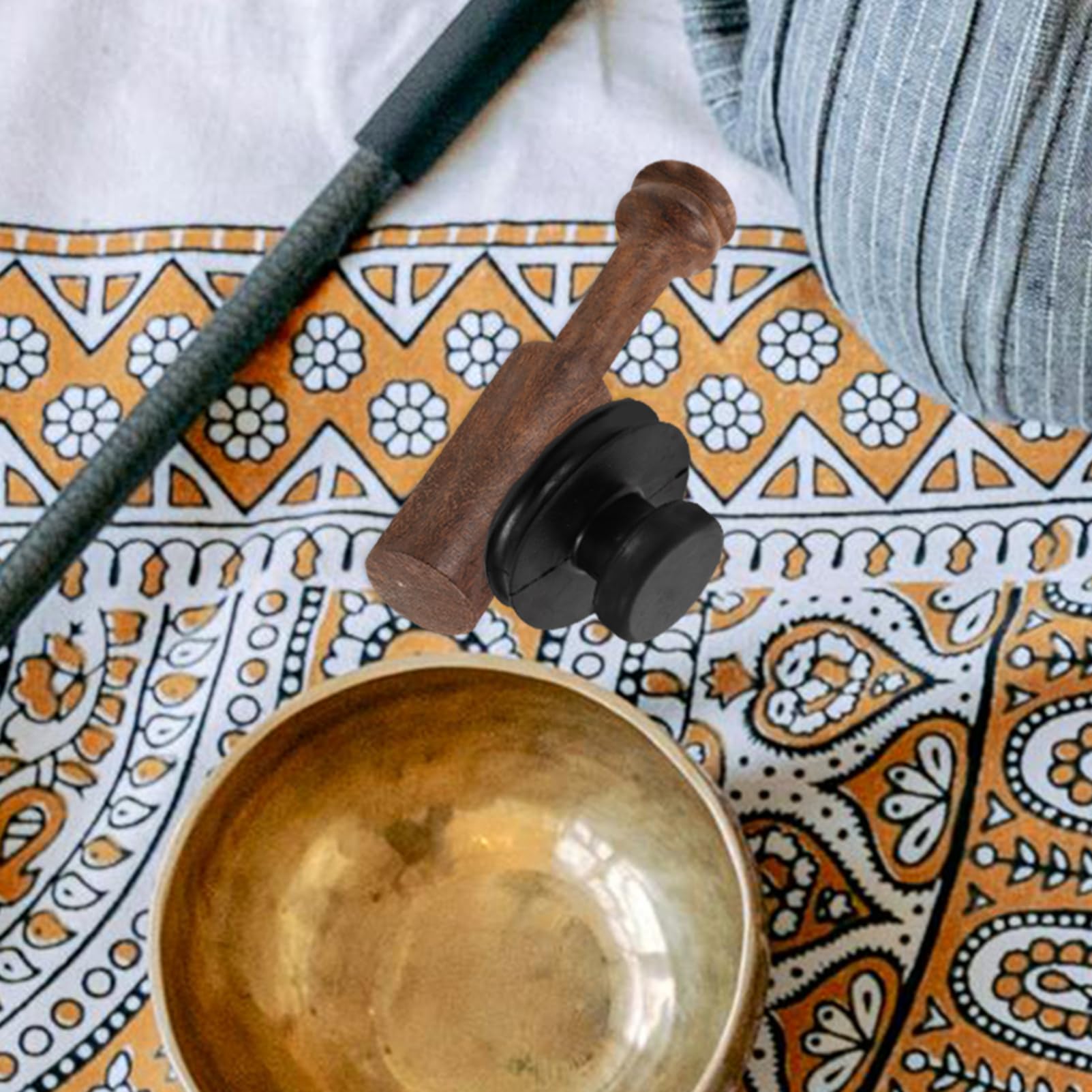 Wakauto Rubber Mallet for Sound Bowl Peach Wood Strong Suction Lift Handle Lightweight Durable