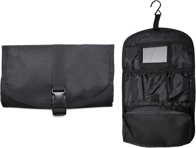 Necessaire suspensa aYrap com espelho removível e gancho, tecido Oxford, preta, 1 unidade