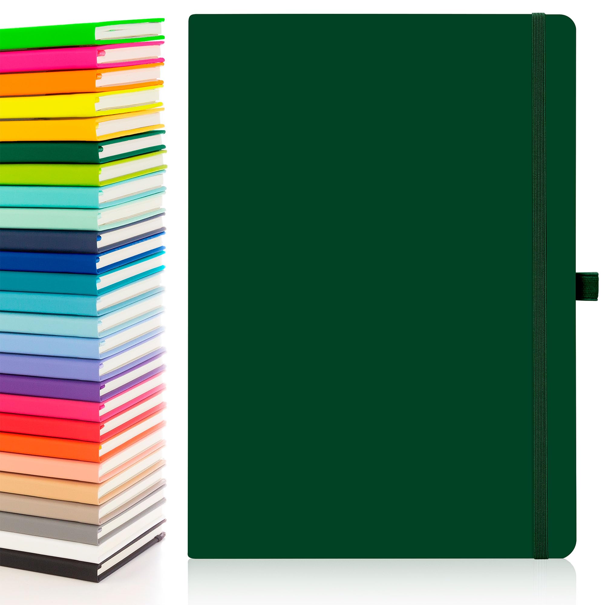 Notes London Eco A4 Notebook with Lined Pages, Pen Loop, Ribbon, Date Marks and Paper Pocket, Pocket Hardback Journal, Note