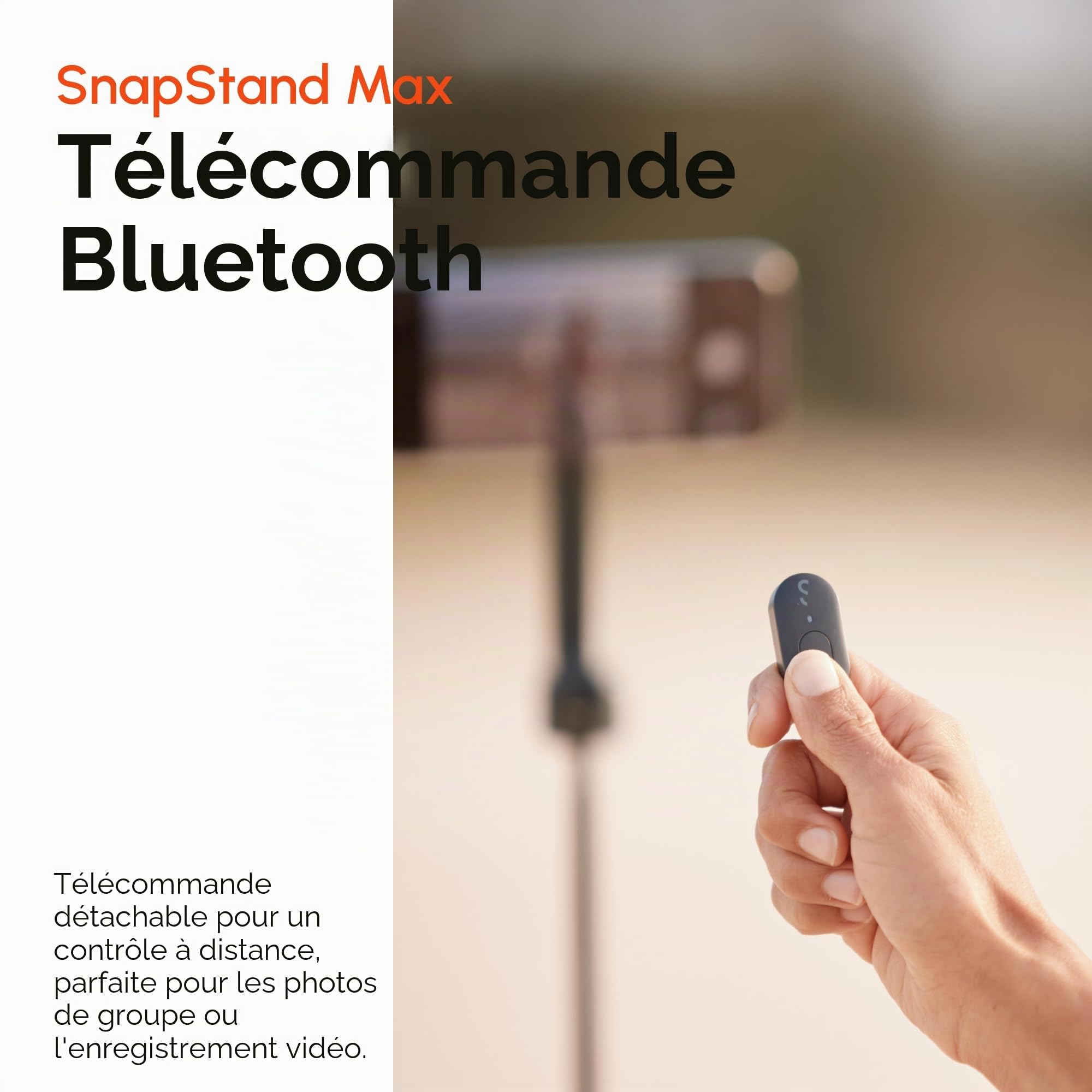 ShiftCam SnapStand Max – Perche à selfie magnétique et trépied – Compact, pliable et extensible avec tête inclinable et télécommande Bluetooth magnétique (Midnight, SnapStand Max)
