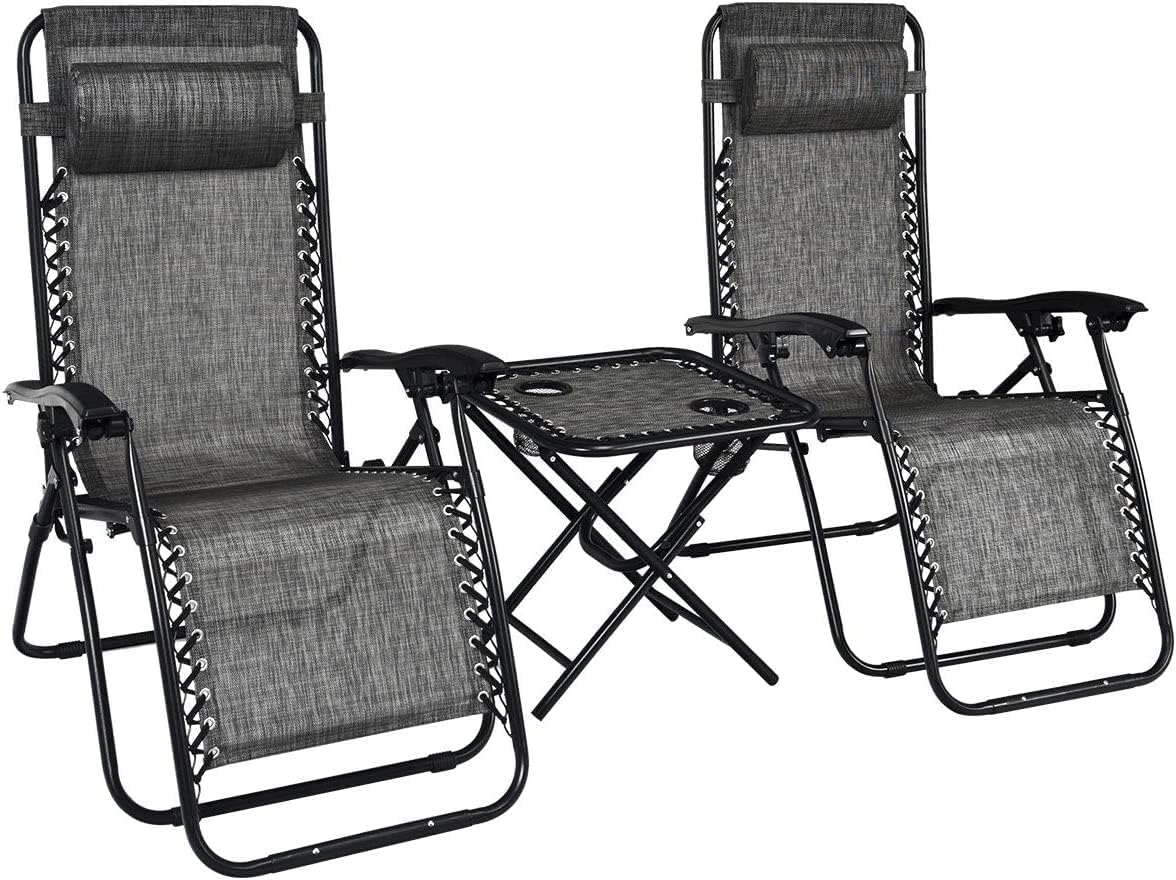 S AFSTAR Zero Gravity Chairs Set of 2, 3 PCS Folding Zero