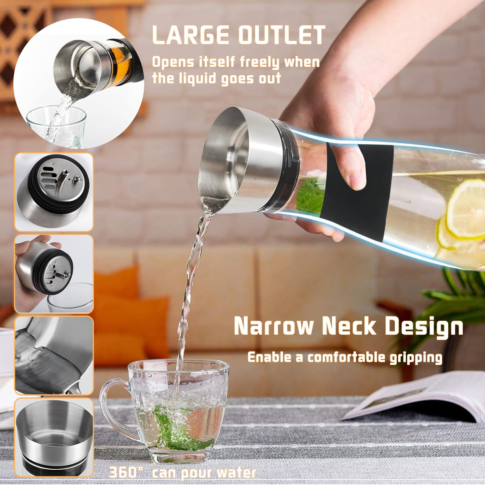 Carafe D'Eau Pichet En Verre Avec Couvercle, Pichet D'Eau Chaude-Froide