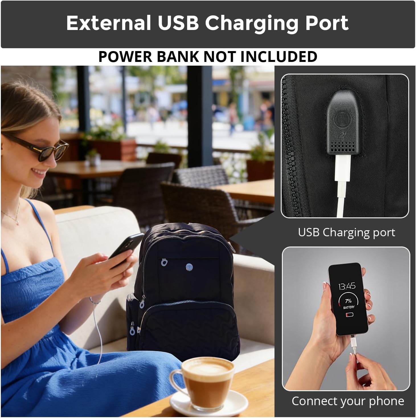 Swissdigital Design Women's Laptop Backpack, 15.6 Inch Slim Commuter Bag with RFID Protection & USB-C Charging Port - Lightweight 20L College Bookbag for Travel & Work, Black (SD1711-01)