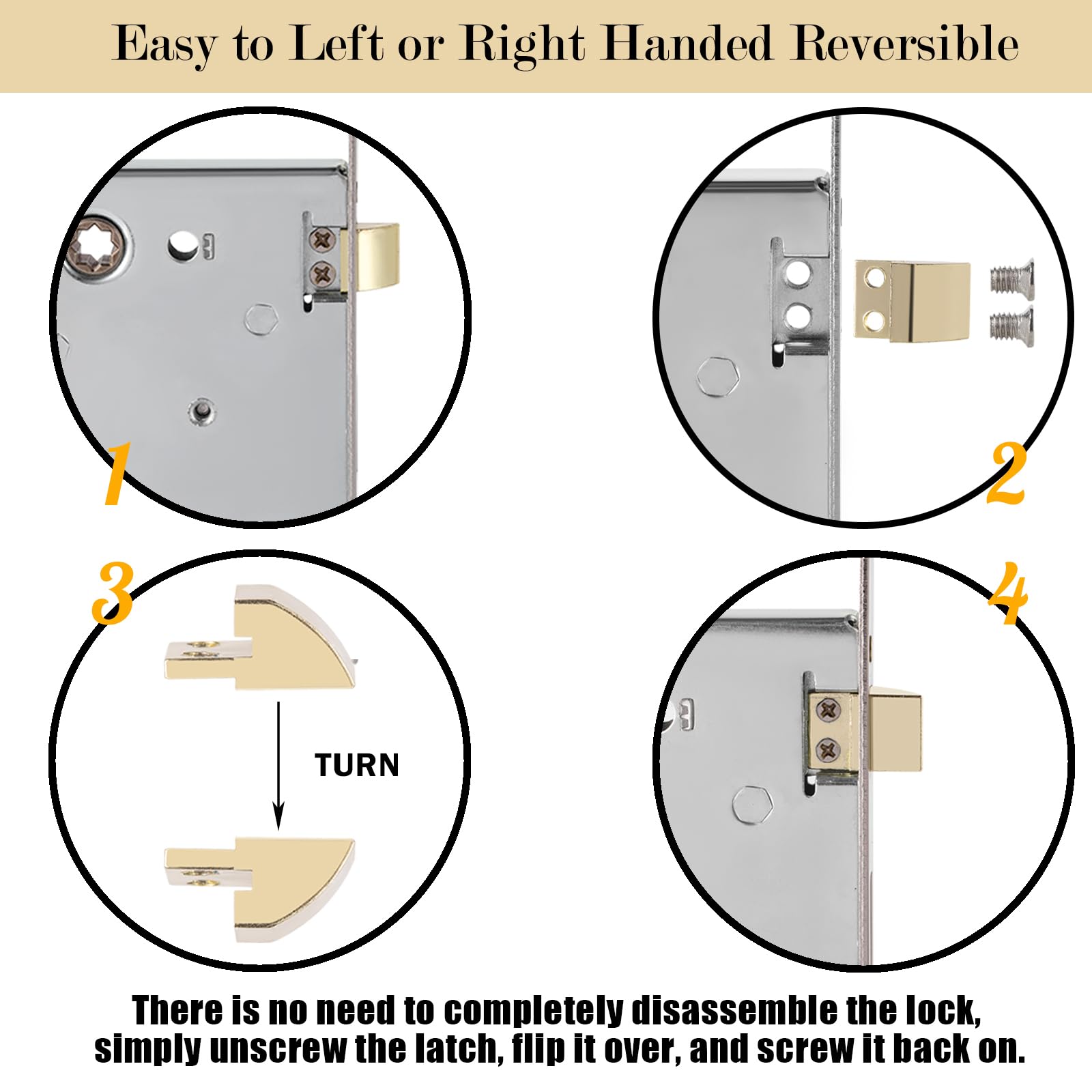 Toptotoo Mortise Lock Set Interior Door, Old Door Lock Replacement Parts, Antique Vintage Door Lock Hardware, Skeleton Keys And Reversible Latch, Mortise Lock Kit, Brushed Nickel Finish - View #6