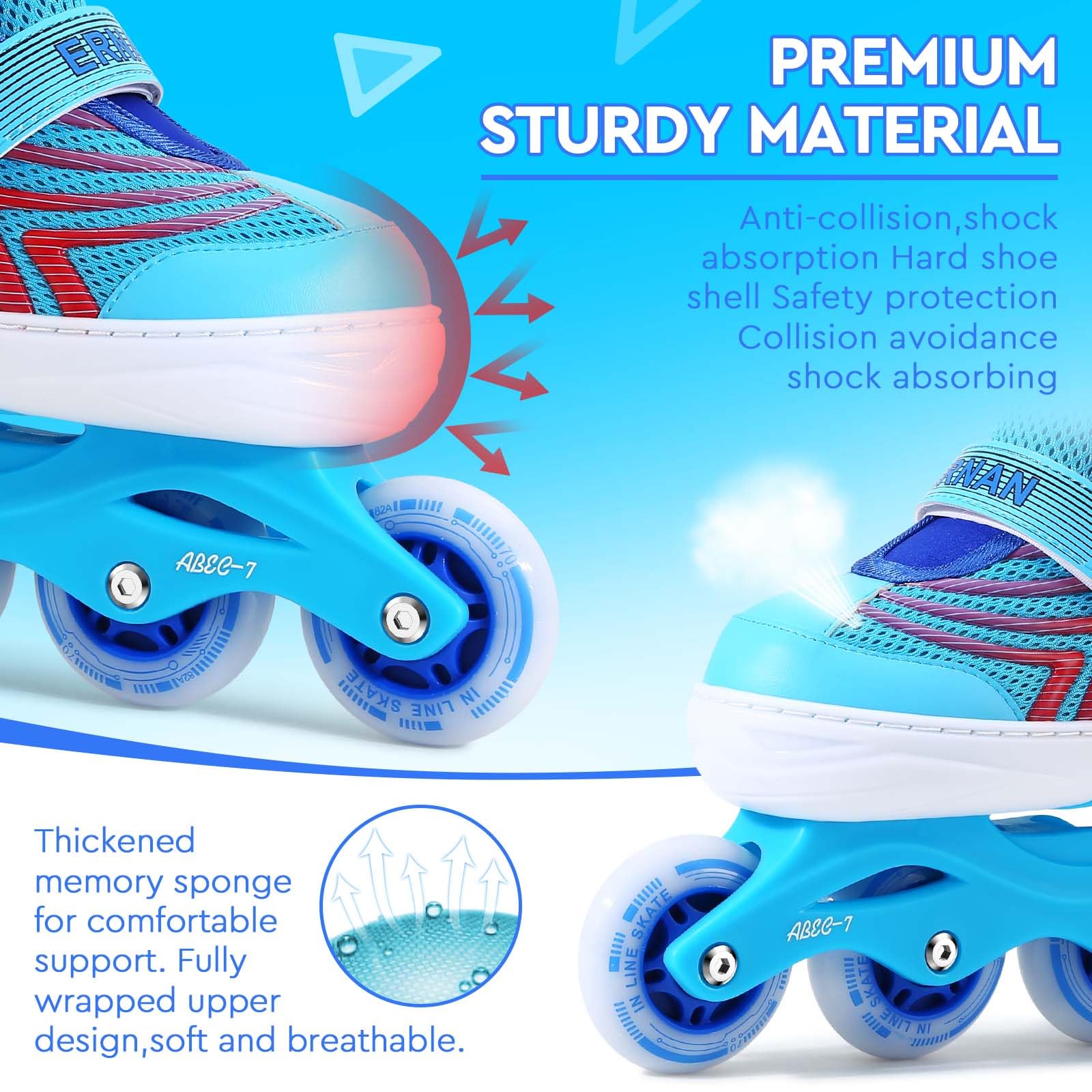 Pattini a rotelle bambina per ragazze, Pattini in linea per bambini regolabili con ruote illuminate, pattini 5 dimensioni regolabili per sport interni ed esterni