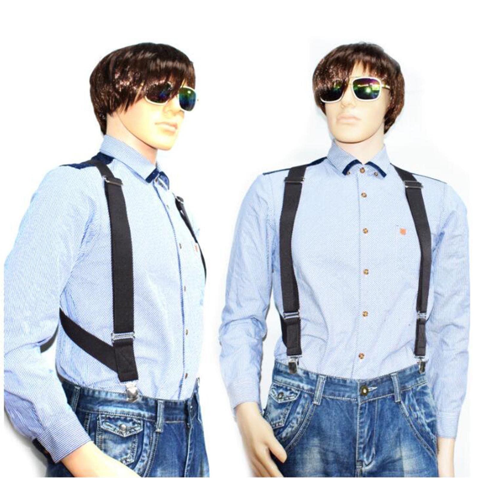 Tirantes giratorios para hombre en forma de X, elásticos, 3,6 cm de ancho, ajustables, color café