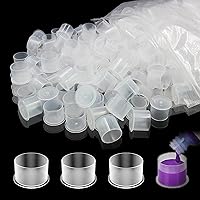 Vista 10 de 300 tapas de tinta para tatuaje, 300 tapas de tinta mezcladas, vasos desechables de tinta para tatuajes con base, 100 pequeños, 100 medios, 100