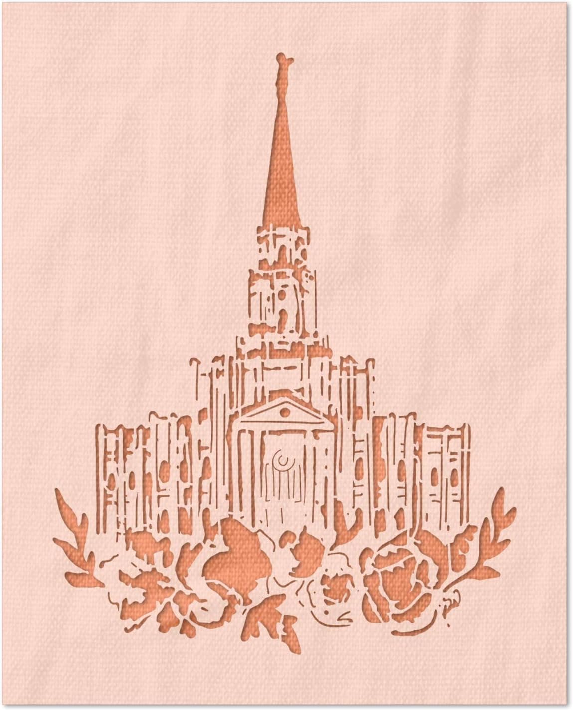 Stencil Stop Latter Day Saints Temple Flowers Stencil - Reusable for DIY Projects, Painting, Drawing, Crafts - 14 Mil Mylar Plastic (13.88 x 18 inches)