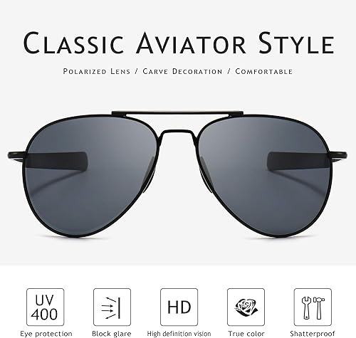Miniatura 2 de SUNGAIT Gafas de sol de aviador para hombre, polarizadas, estilo militar, 100% protección UV400
