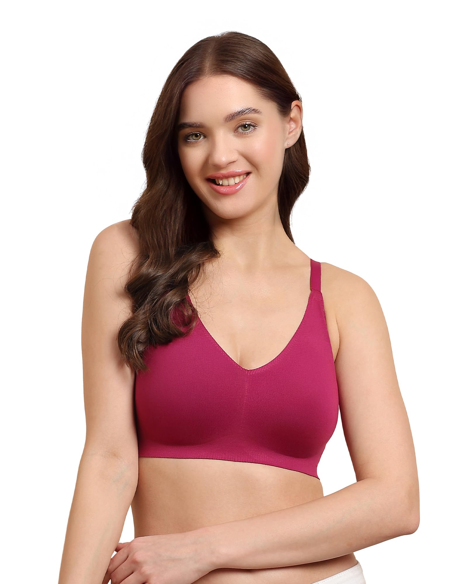 tweens Cotton Non-Padded Bonded Bra for Women | Full Coverage Wire-Free Bra | Hidden Concealer | Seamless No-Dig Comfort | Breathable Cotton | Elastic-Free Bottom Band & Side Wings | Pack of 1 Wine-picture-41