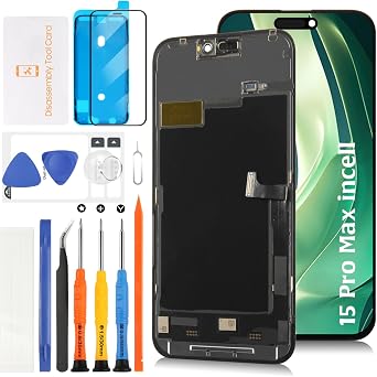 incell لفون 15 برو ماكس شاشة عرض LCD استبدال شاشة LCD تعمل باللمس تعمل باللمس محول الأرقام شاشة الجمعية A3106 A2849 A3105 مع أدوات الإصلاح