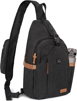 OSOCE Sling Bag for Men Women, Water Resistant Cross Body Bag Backpack, Crossbody Shoulder Bag with Tunnel Lock Exterior Zipper Travel Daypack for Sports Outdoor Hiking