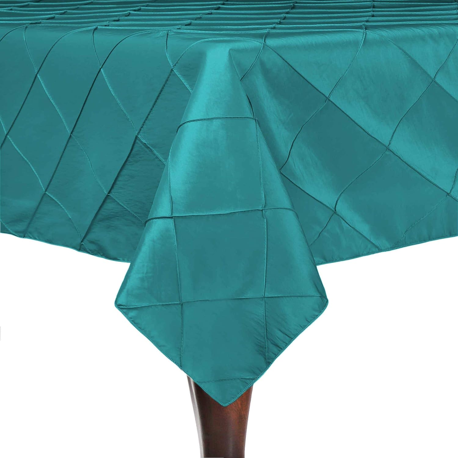 Ultimate Textile Embroidered Pintuck Taffeta 90 x 90-Inch Square Tablecloth Turquoise Blue