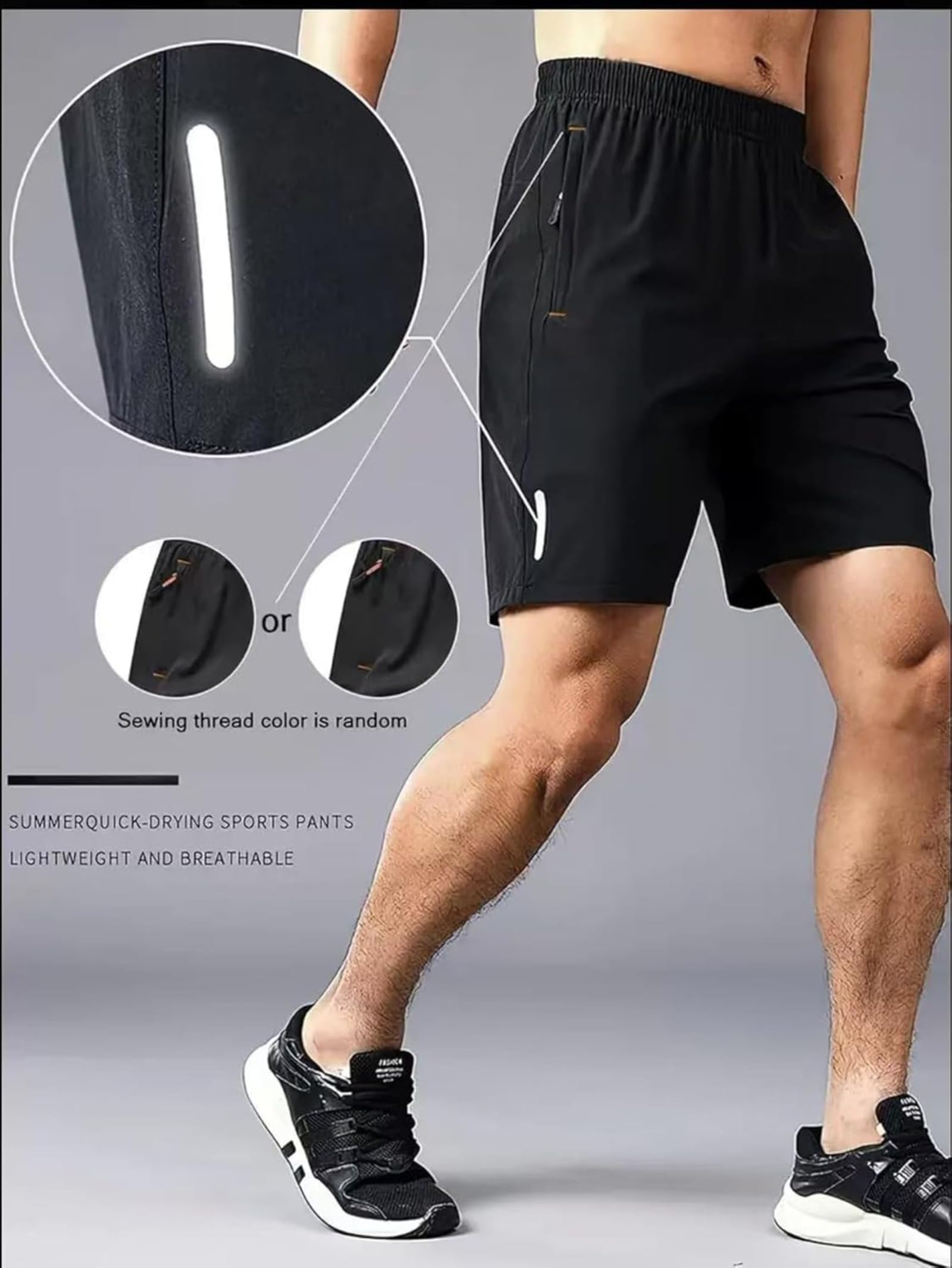 Paquete de 3 pantalones cortos de gimnasio de secado rápido para hombre, pantalones cortos de correr de 5 pulgadas con bolsillos con cremallera, pantalones cortos de entrenamiento activo - 5