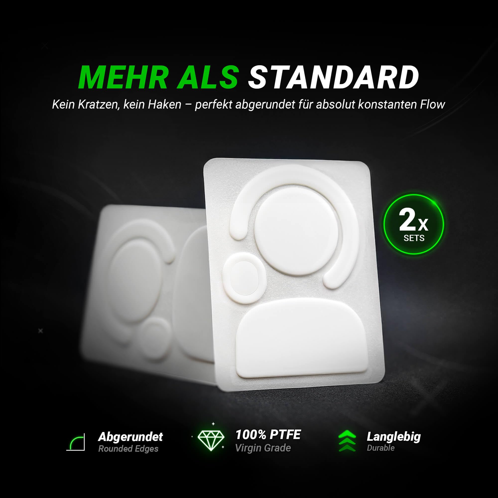 SensoryBoost DPS Glides per Logitech G PRO Wireless (Confezione da 2), piedini per mouse di ricambio – bordi arrotondati, più velocità, PTFE, Vestibilità perfetta, accessori per mouse da gioco