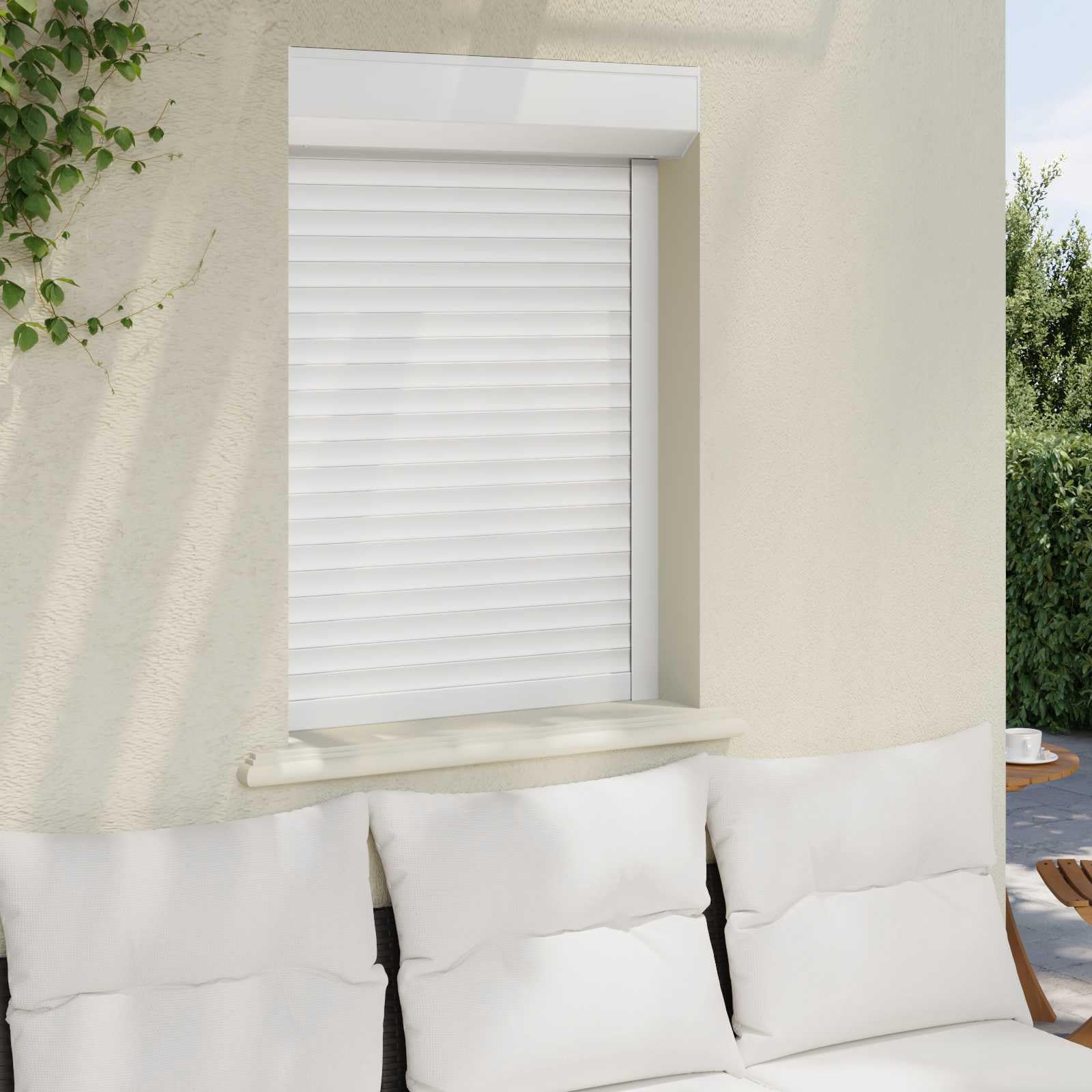 Volet roulant 70 x 100 cm blanc en aluminium et polyuréthane pour fenêtre, volet roulant manuel avec rail de guidage